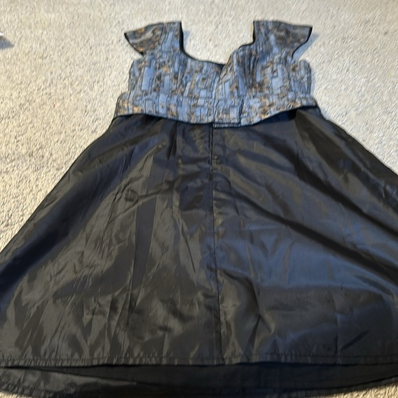 Debbi O. Maternity Dress Small Black Gray Gold Belted Party NWT LOFT - Picture 6 of 7